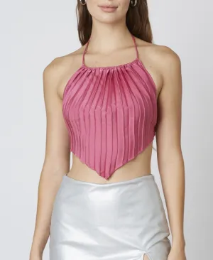 Pleated Halter Crop Top