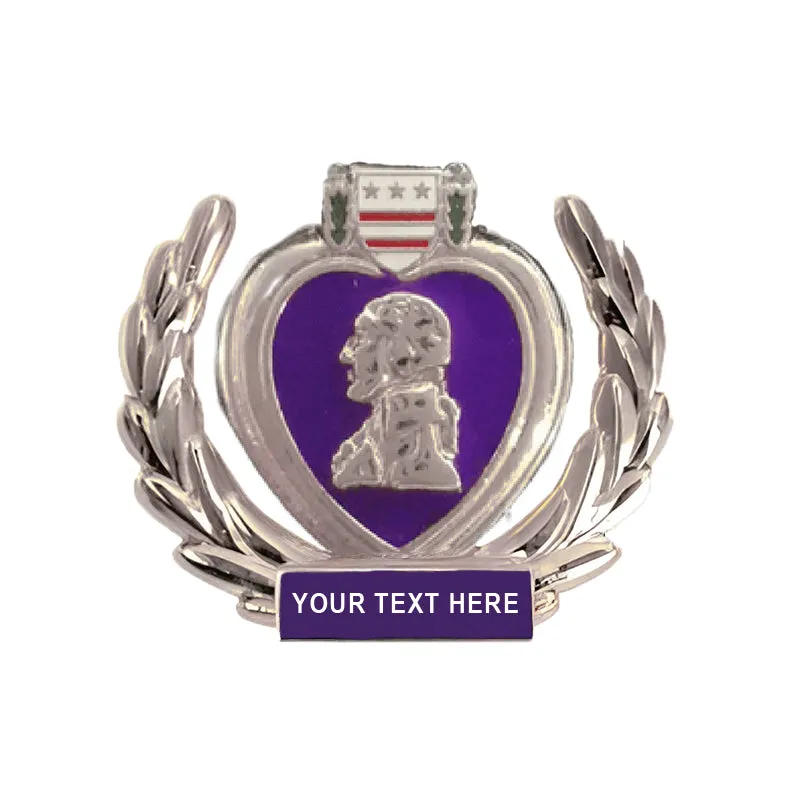 Purple Heart Pins with Custom Bottom Text
