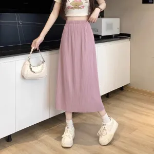 Purple Plisse Midi Skirt