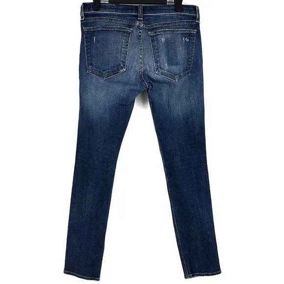 Rag &amp; Bone Dre Low-Rise Slim Boyfriend Jeans Phoenix Distressed Wash Size 25