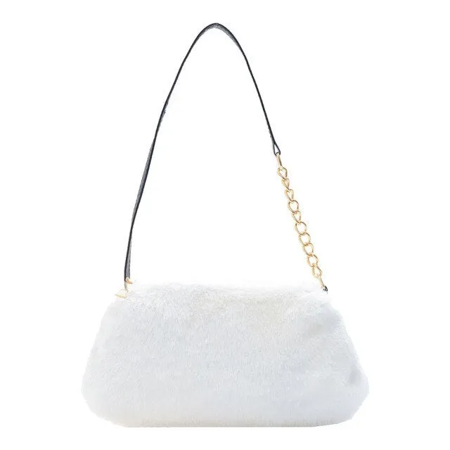 Realaiot Shoulder Messenger Bag Plush Soft Underarm Shoulder Fashion Casual Soft Crossbody Bags Women Totes Bags Clutch Bag