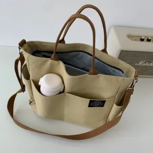 Realaiot Women's Retro Large Size Bags Cotton Canvas Shoulder Bag Fashion Crossbody Handbag Zipper Casual Tote Multi Pocket