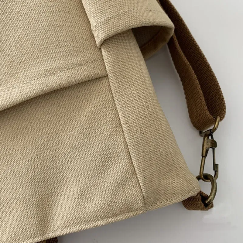 Realaiot Women's Retro Large Size Bags Cotton Canvas Shoulder Bag Fashion Crossbody Handbag Zipper Casual Tote Multi Pocket