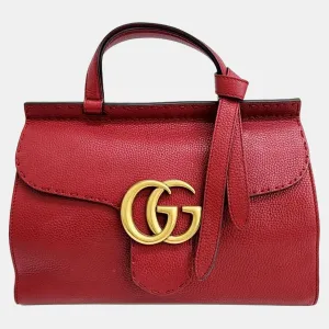 Red Leather GG Marmont Tote Bag
