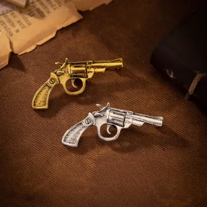 Retro Gold and Silver Revolver Brooch 4 Pack