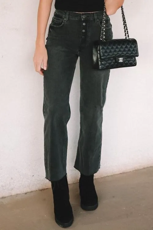 Rigid High Waisted Wide Leg Jeans