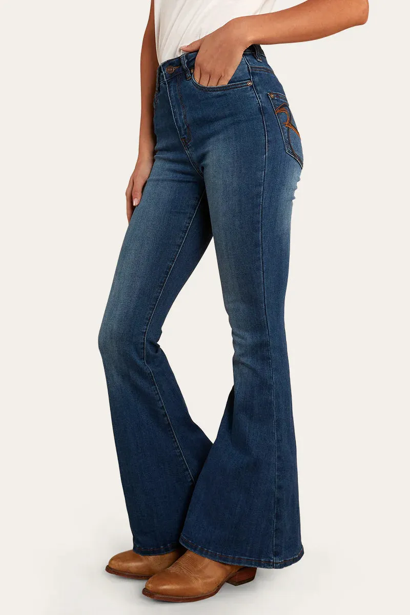 Ringers Western Bowie Women's Flare Jean - Vintage Blue Wash
