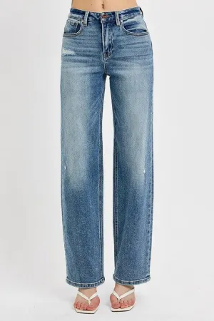 RISEN Full Size Distressed Wide Leg Jeans Plus Size