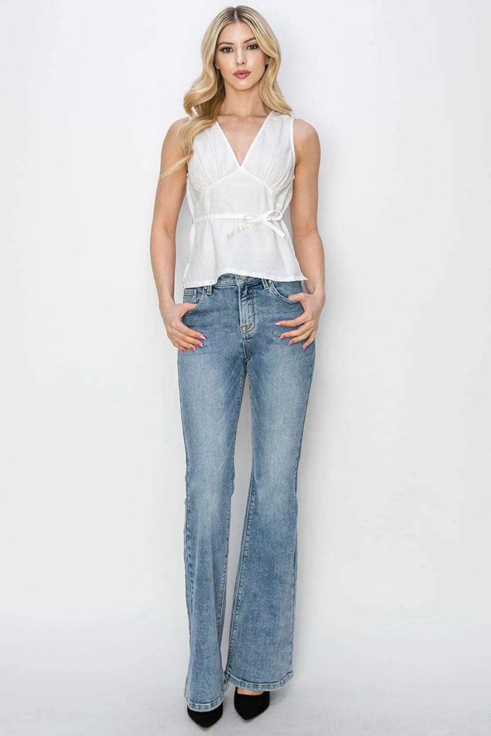 RISEN Full Size Mid Rise Bootcut Jeans