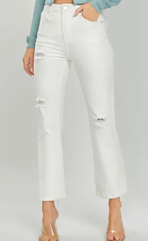 Risen Tummy Control Distressed White Jeans RDP1268