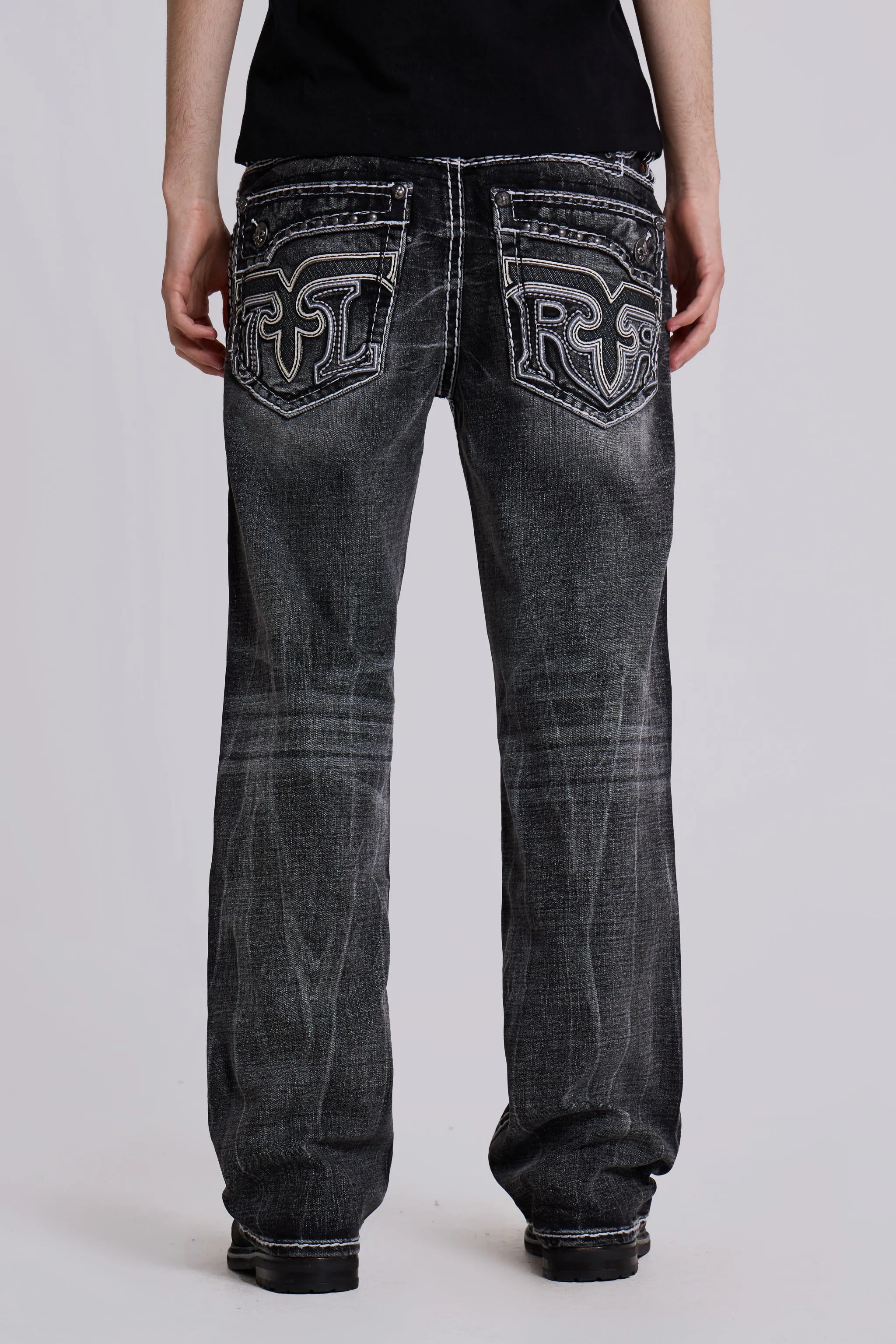 Rock Revival Washed Black Gwen Flared Jeans