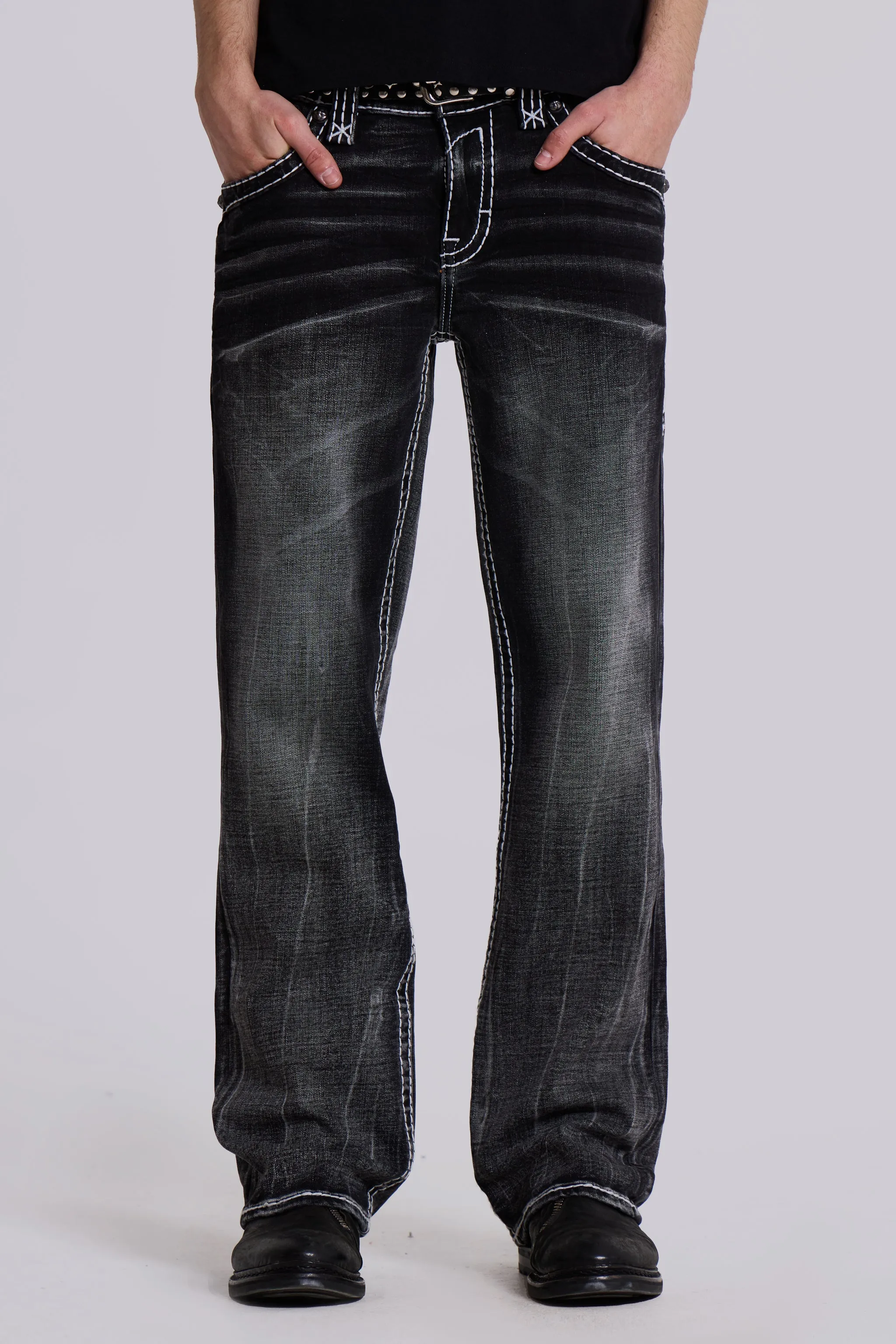 Rock Revival Washed Black Gwen Flared Jeans