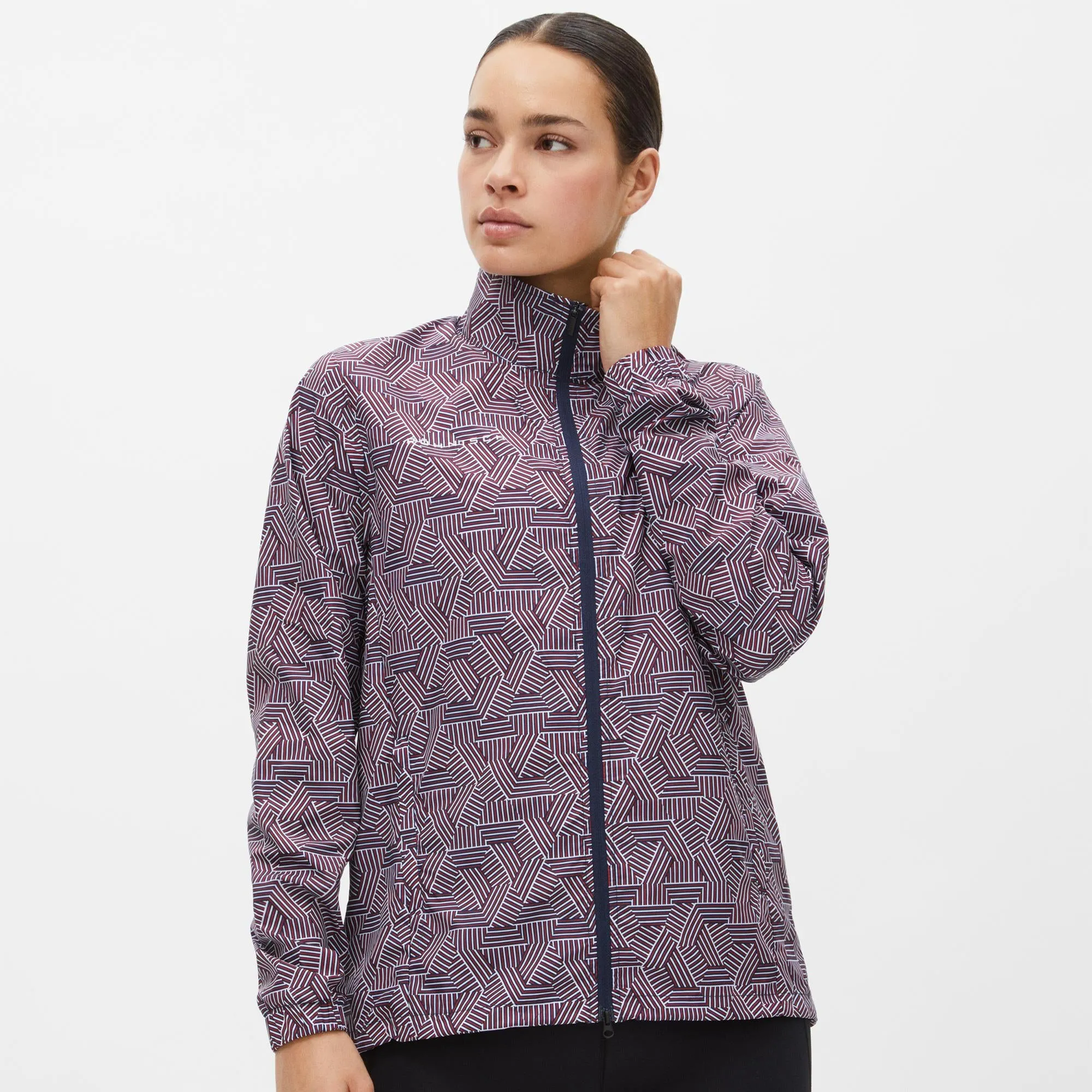 Rohnisch Ladies Packable Wind Golf Jacket Hexagon Red
