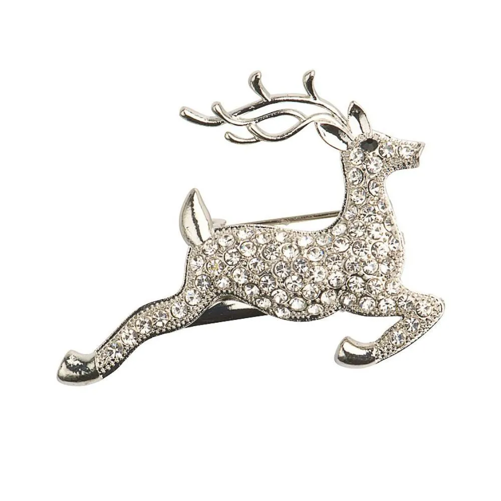 Rosie Fox Silver Crystal Stag Brooch & Hairclip