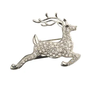 Rosie Fox Silver Crystal Stag Brooch & Hairclip
