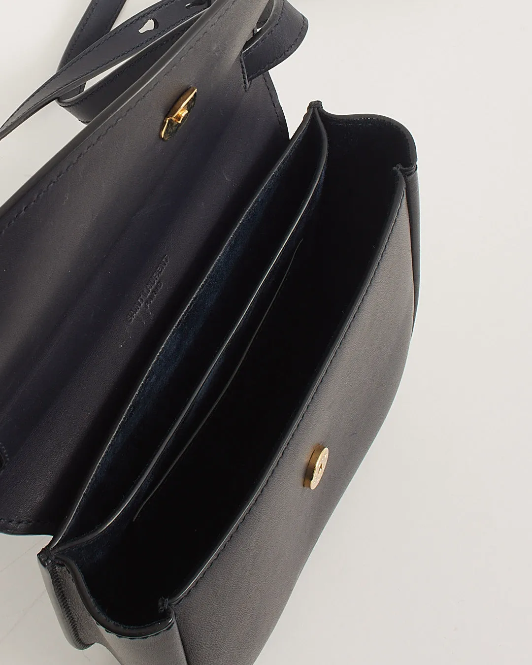 Saint Laurent Navy Leather Small Kaia Crossbody Bag
