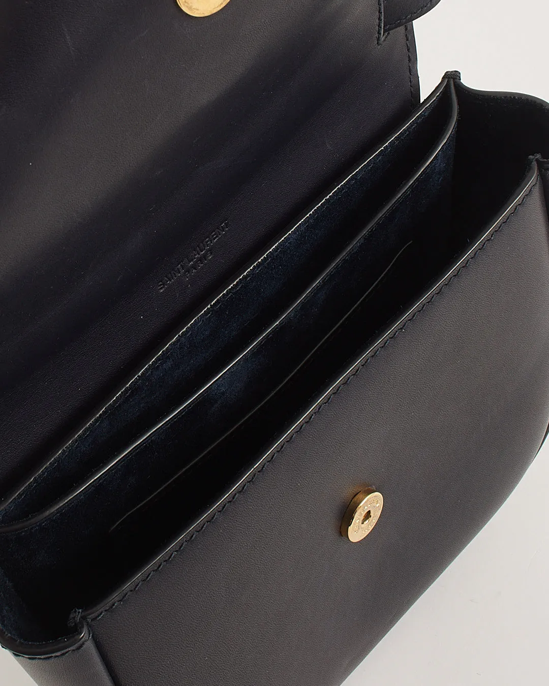 Saint Laurent Navy Leather Small Kaia Crossbody Bag