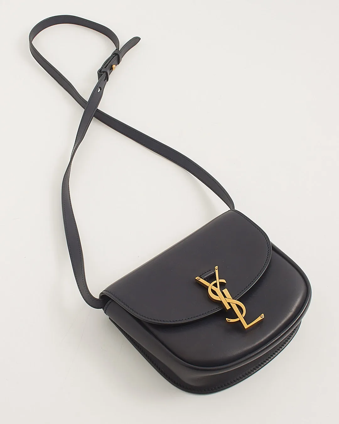 Saint Laurent Navy Leather Small Kaia Crossbody Bag