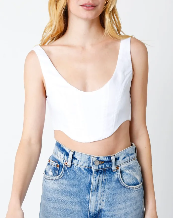 Scoop Neck Lace Up Back Crop Top