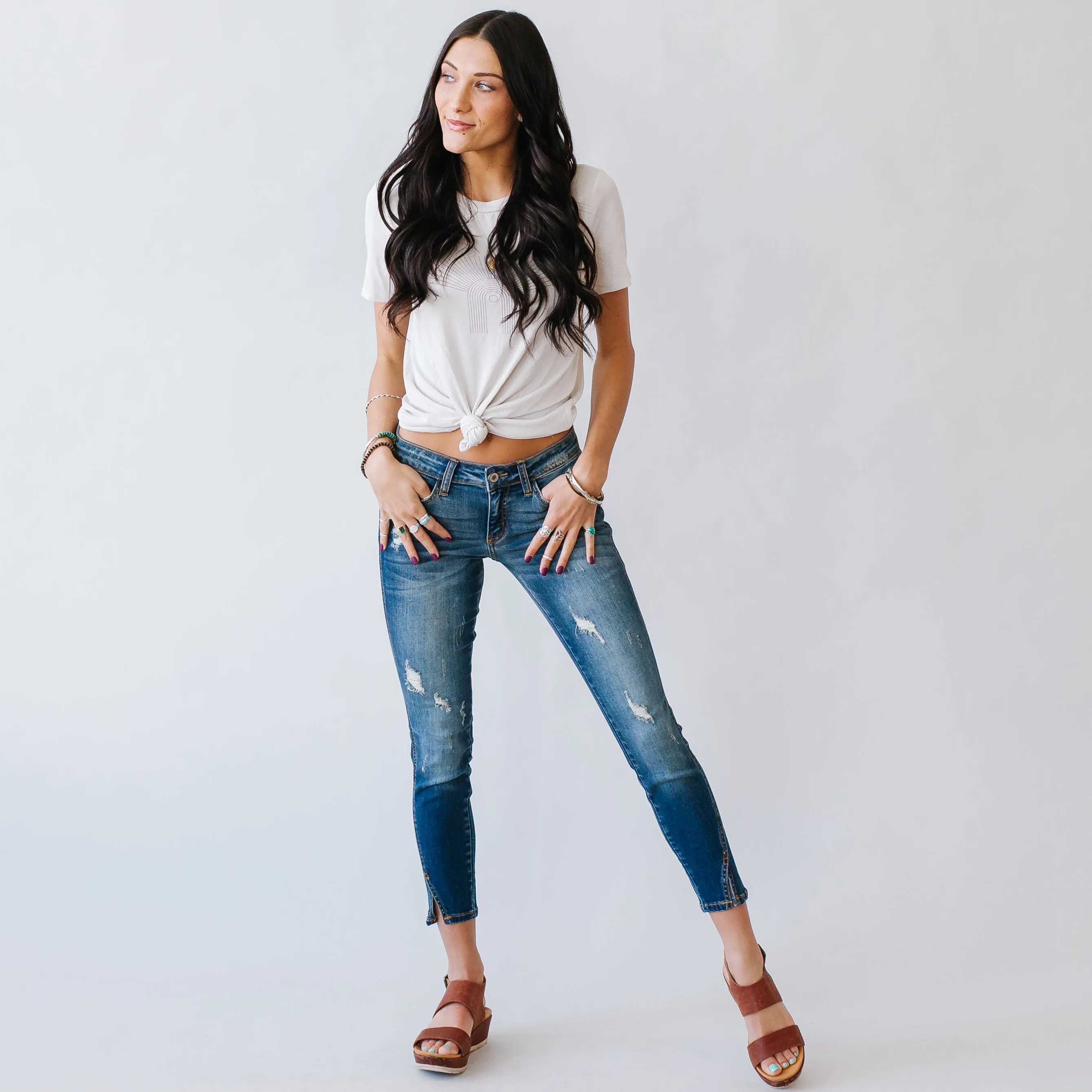 Shake It Off Kancan Distressed Split Ankle Skinny