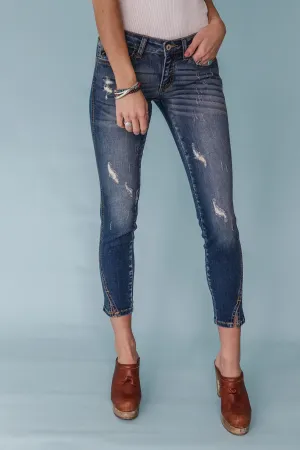 Shake It Off Kancan Distressed Split Ankle Skinny
