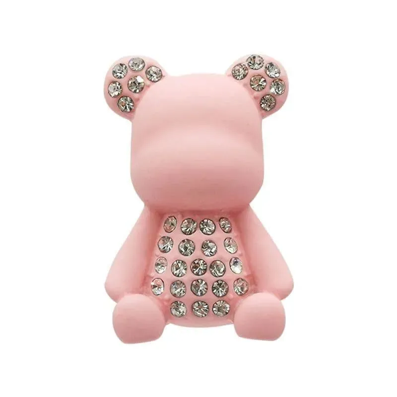 Shoe charm brooch - Pink teddy with crown