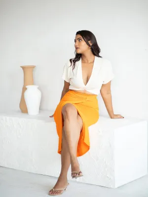 Side Knot Detail Midi Skirt