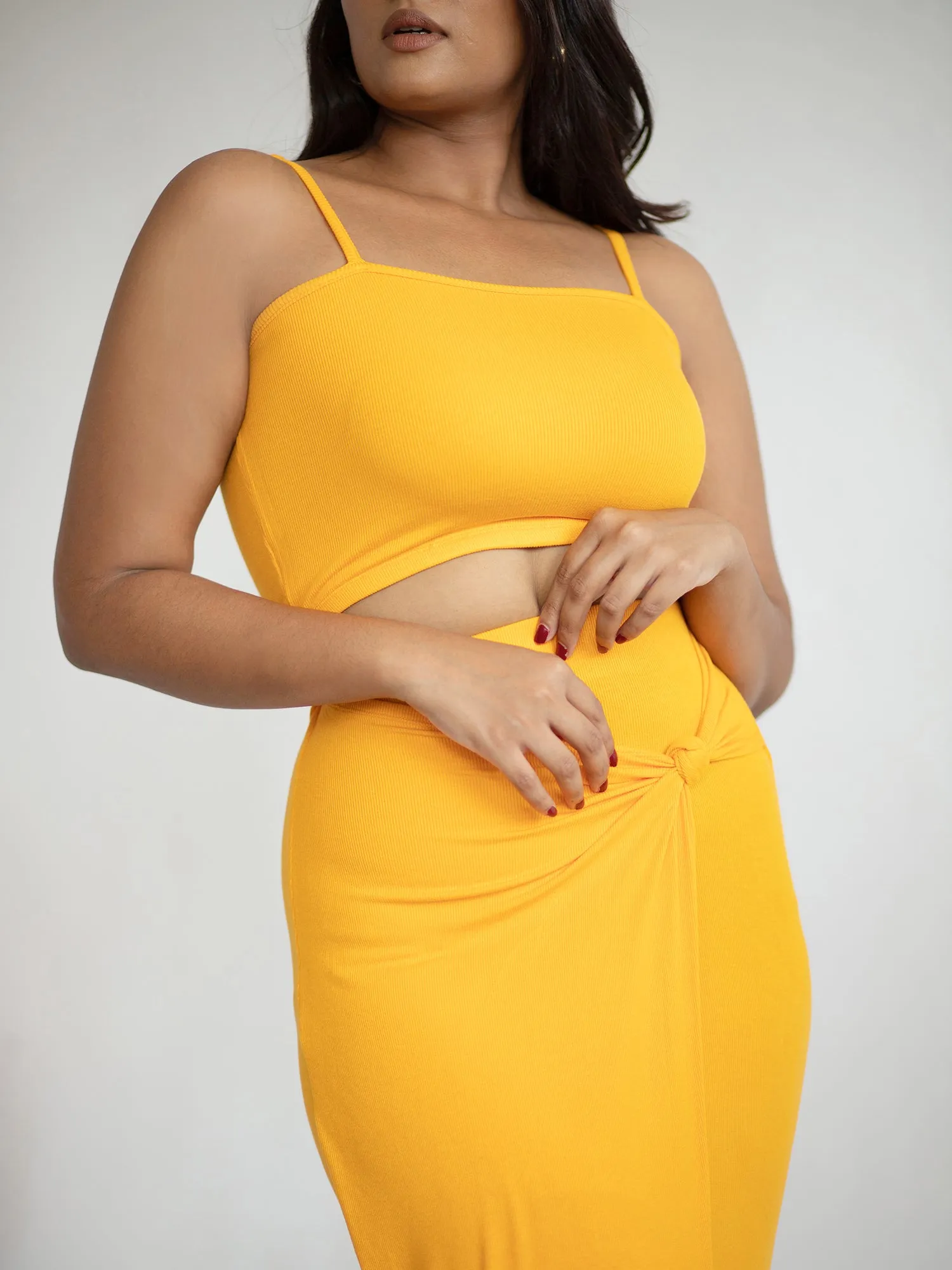 Side Knot Detail Midi Skirt