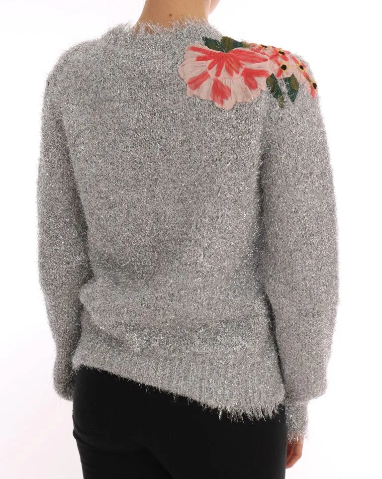 Silver Floral Fairy Tale Cardigan Sweater