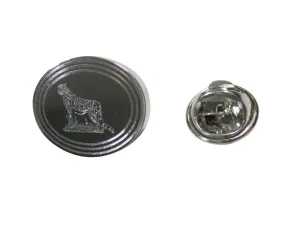 Silver Toned Etched Oval Cheetah Lapel Pin
