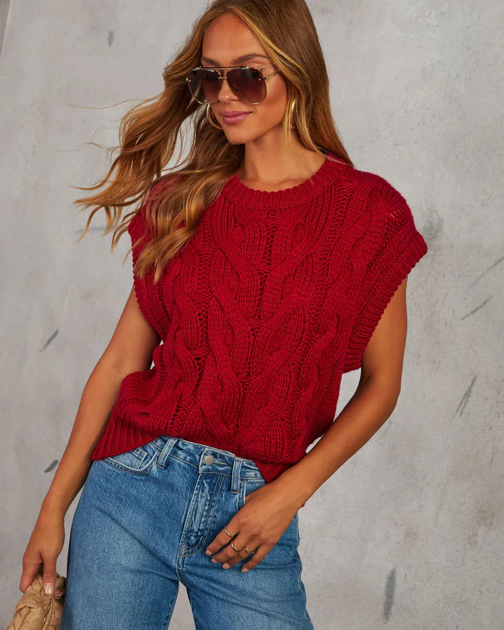 Sivan Cable Knit Sweater Vest
