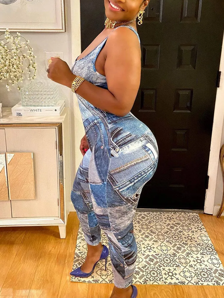 Sleeveless Print Jumpsuit