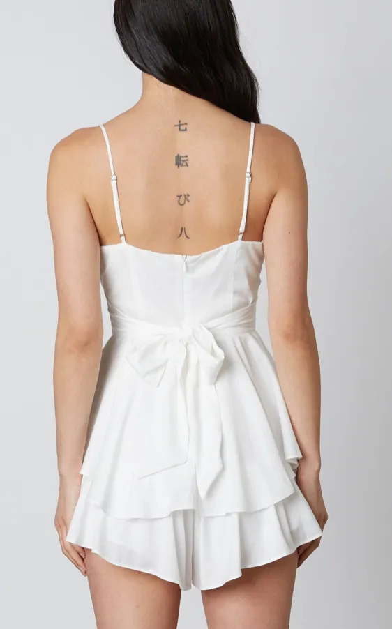 Sleeveless Tie Back Tiered Romper