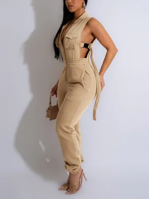 Sleeveless Zipper Jumpsuit