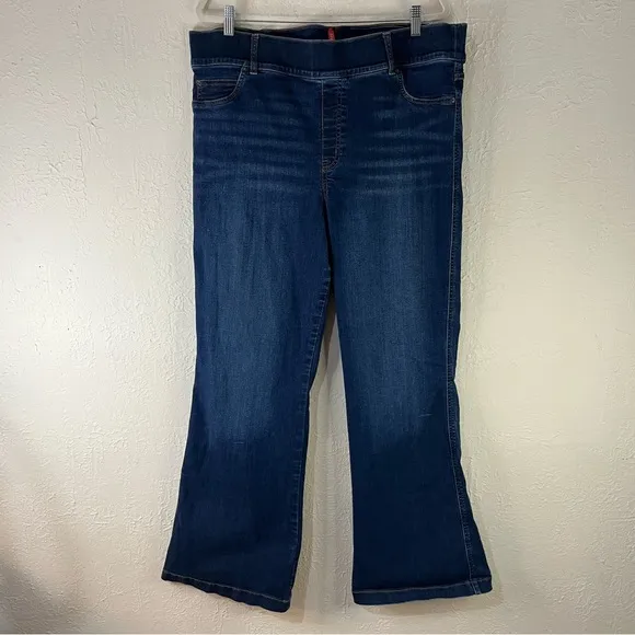 Spanx High Waisted Flare Jeans in Midnight Shade Blue