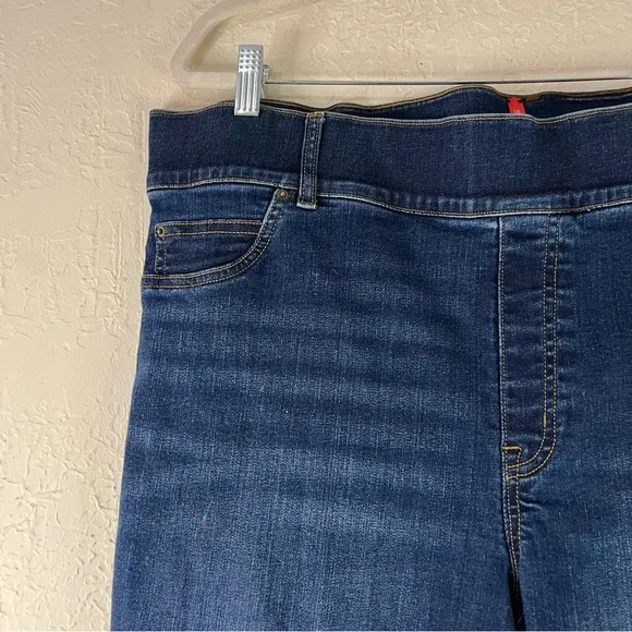 Spanx High Waisted Flare Jeans in Midnight Shade Blue
