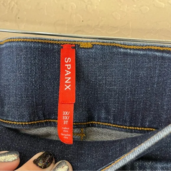 Spanx High Waisted Flare Jeans in Midnight Shade Blue