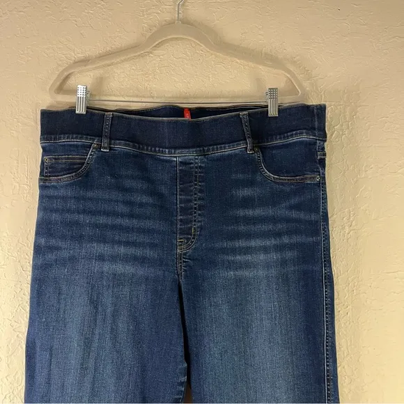 Spanx High Waisted Flare Jeans in Midnight Shade Blue