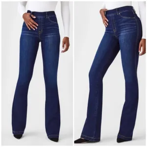 Spanx High Waisted Flare Jeans in Midnight Shade Blue