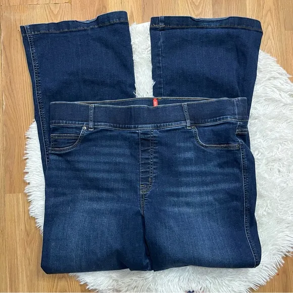 Spanx High Waisted Flare Jeans in Midnight Shade Blue