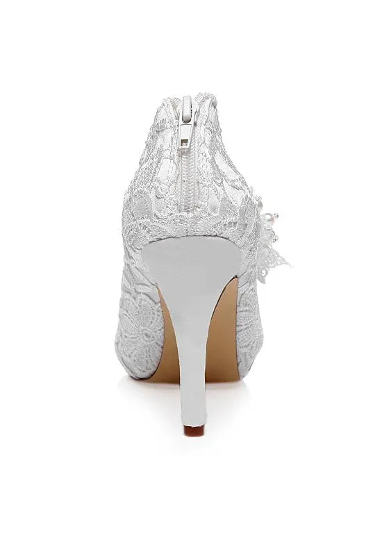 Stiletto Heels Wedding Shoes With Pearls