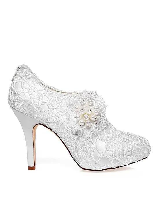 Stiletto Heels Wedding Shoes With Pearls