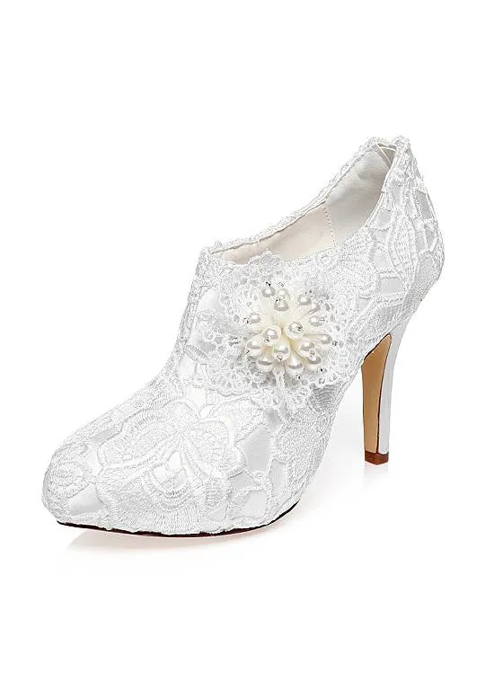 Stiletto Heels Wedding Shoes With Pearls