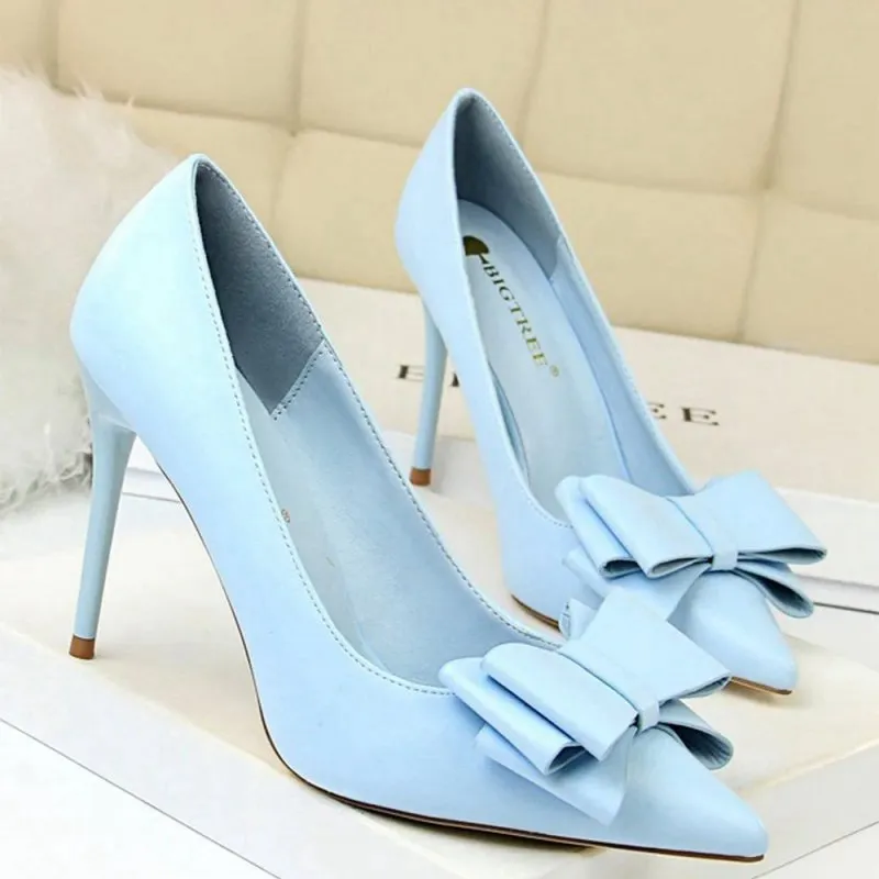 Stiletto Pointy Heels with Bows