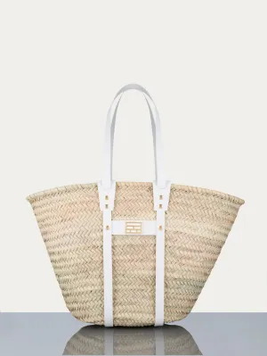Straw Tote in White