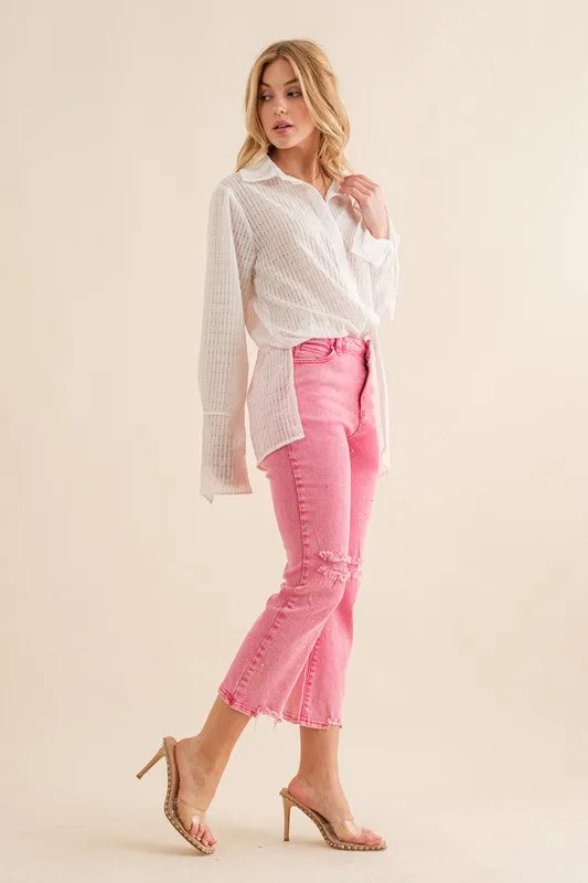 STUDDED RHINESTONE DISTRESSED JEANS