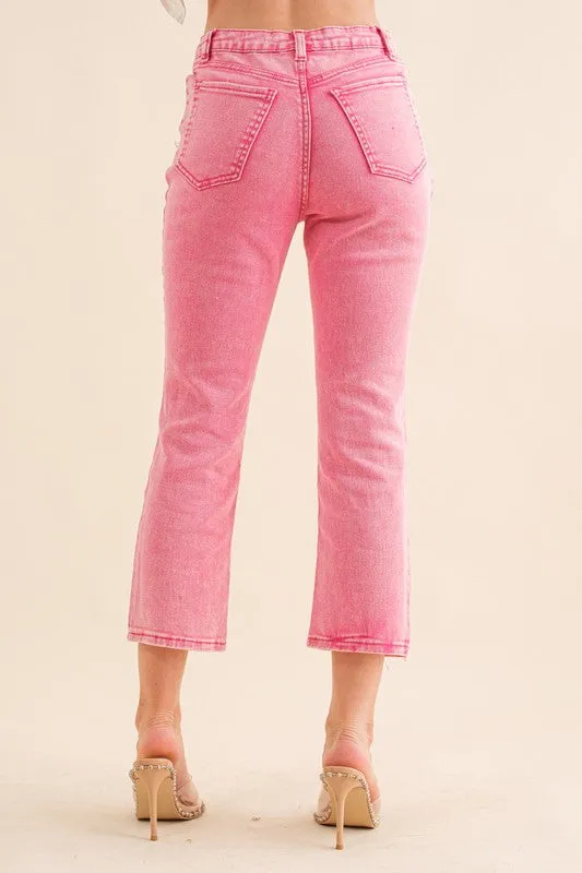 STUDDED RHINESTONE DISTRESSED JEANS