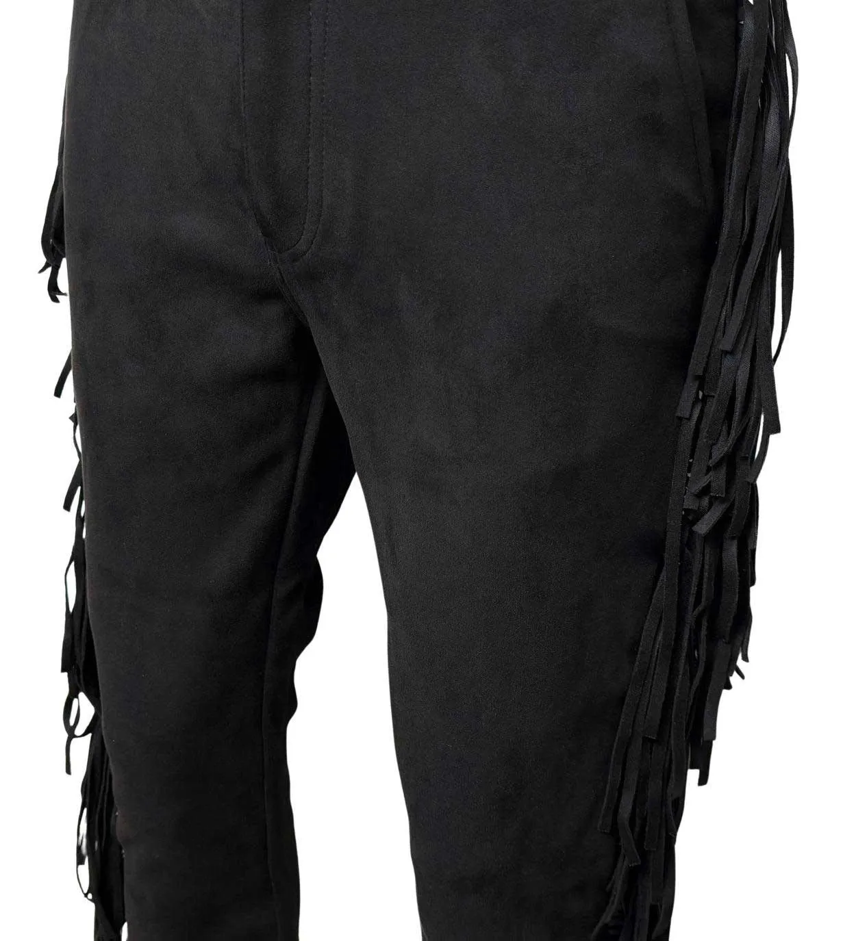 Suede fringed flared jeans