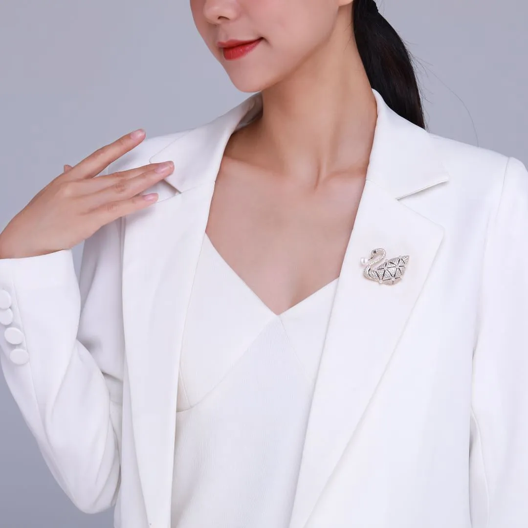 Swan Pearl Brooch