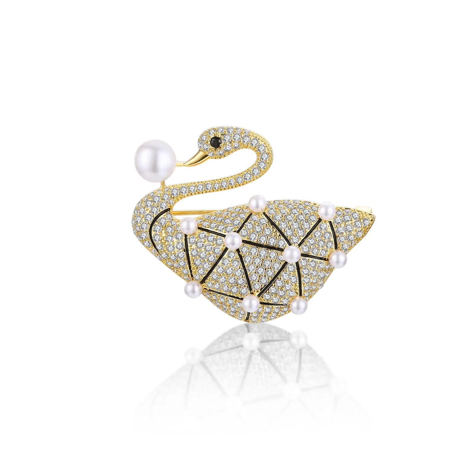 Swan Pearl Brooch